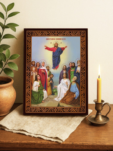 Icoană a Înălțării Domnului cu ramă decorativă