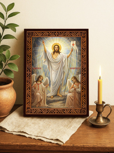 Icoană Învierea lui Hristos cu ramă decorativă