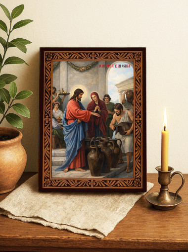 Icoană Minunea din Cana – cu ramă decorativă