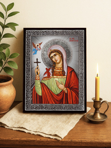 Icoană cu Sfânta Doroteia cu raze argintii decorative