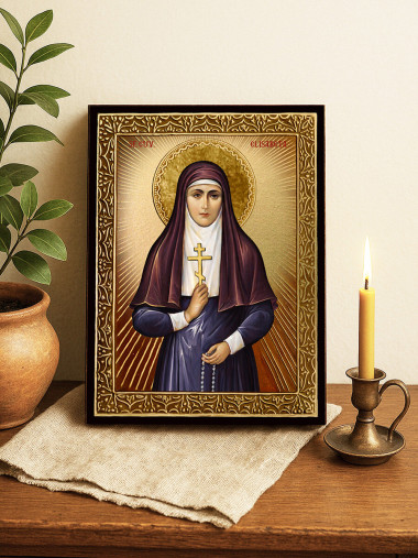 Icoană aurită cu Sfânta Elisabeta cu raze decorative