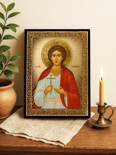Icoană cu Sfânta Iubirea cu raze aurii decorative