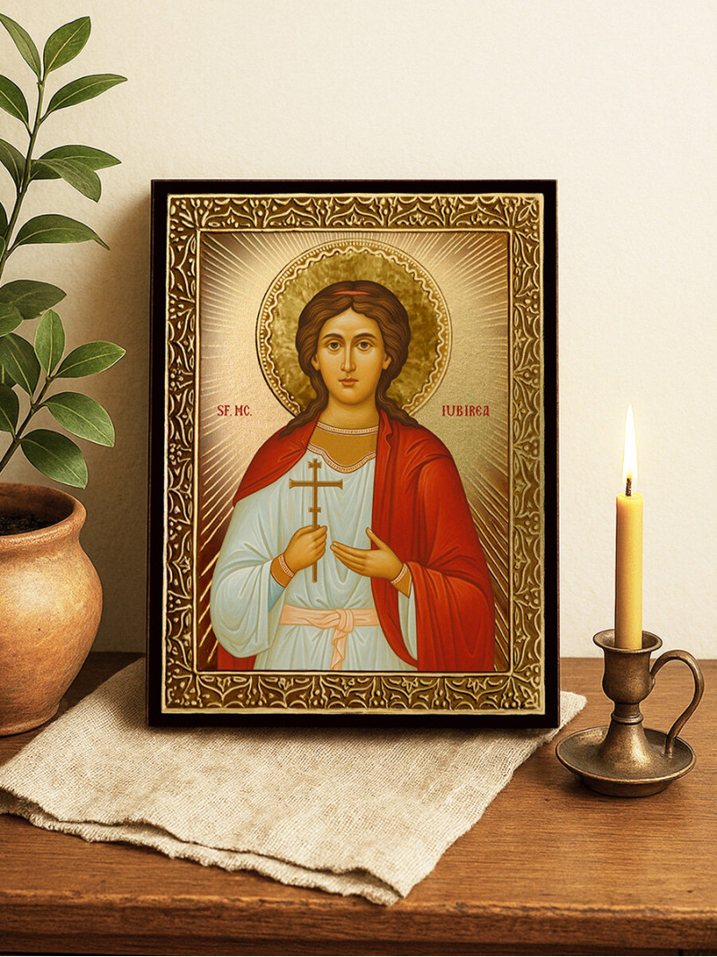 Icoană cu Sfânta Iubirea cu raze aurii decorative