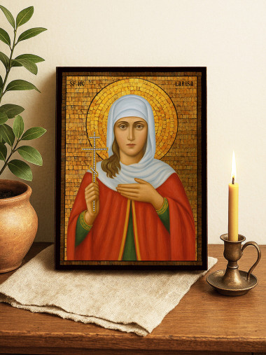 Icoană cu Sfânta Larisa cu mozaic auriu decorativ