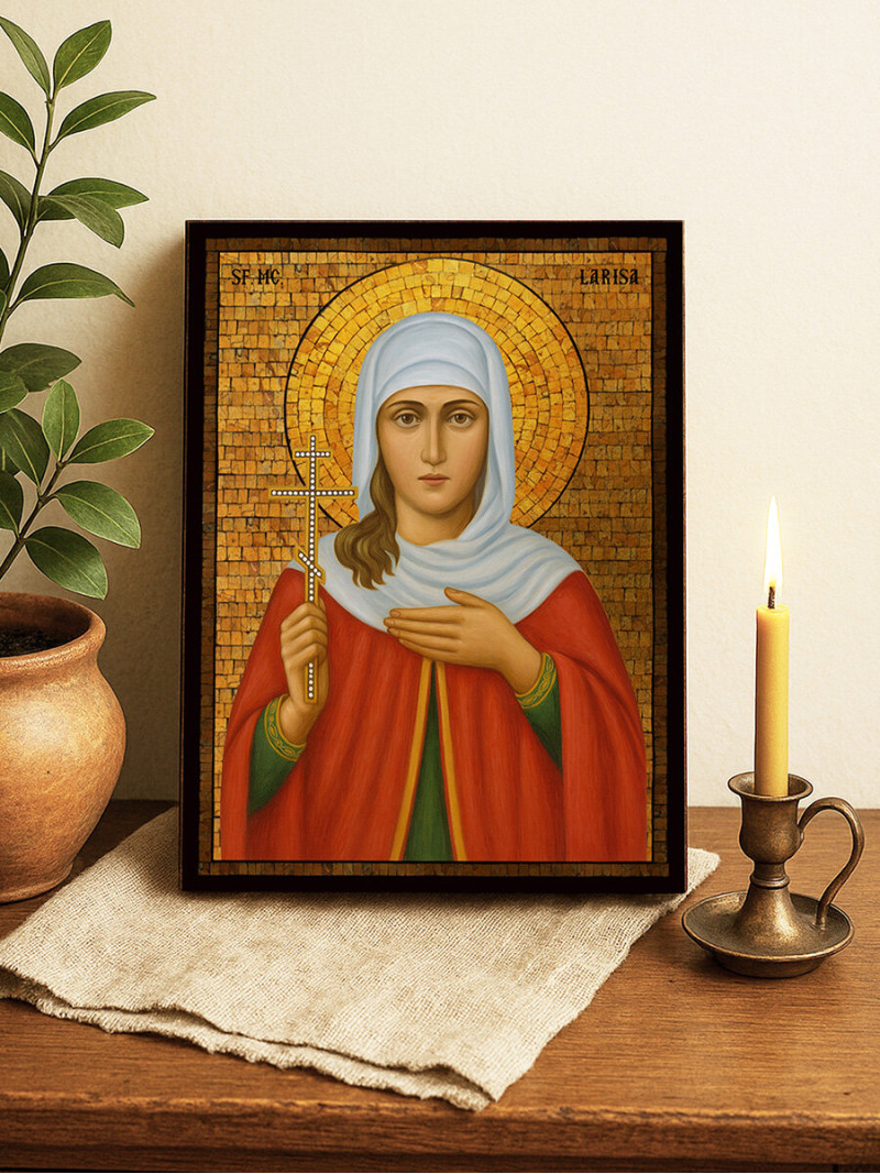 Icoană cu Sfânta Larisa cu mozaic auriu decorativ
