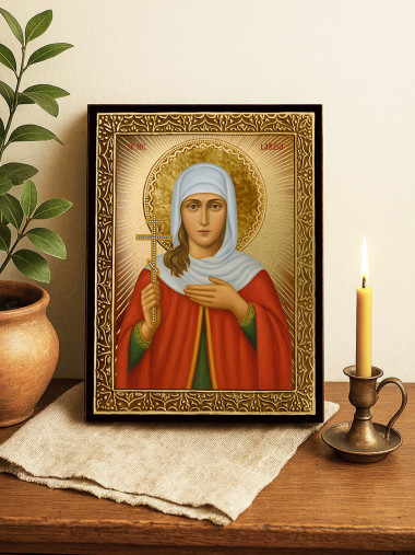 Icoană aurită cu Sfânta Larisa cu raze decorative