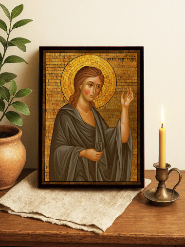 Icoană cu Sfânta Maria Egipteana cu mozaic auriu
