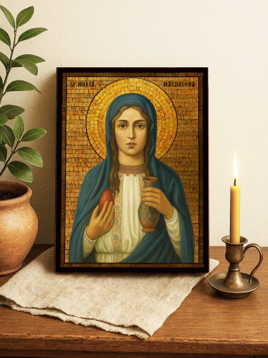 Icoană cu Sfânta Maria Magdalena cu mozaic auriu