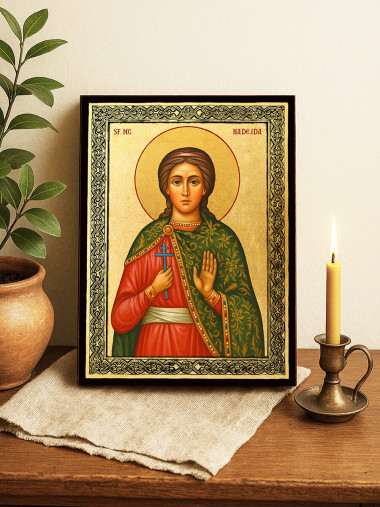 Icoană aurită cu Sfânta Nadejda și ramă decorativă