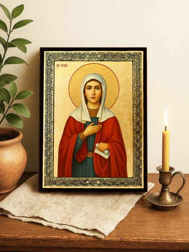 Icoană aurită cu Sfânta Strămoașa Eva și ramă decorativă