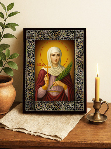 Icoană cu Sfânta Tatiana și ramă florală decorativă