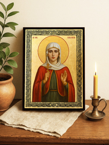 Icoană aurită cu Sfânta Valeria și ramă decorativă