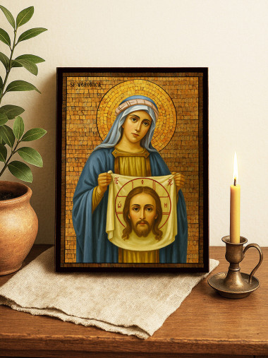 Icoană cu Sfânta Veronica cu mozaic auriu