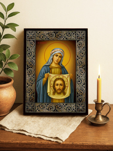 Icoană cu Sfânta Veronica cu ramă florală decorativă