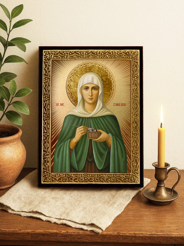 Icoană aurită cu Sfânta Zinaida cu raze decorative