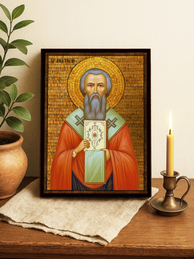 Icoană cu Sfântul Anatolie cu mozaic auriu decorativ