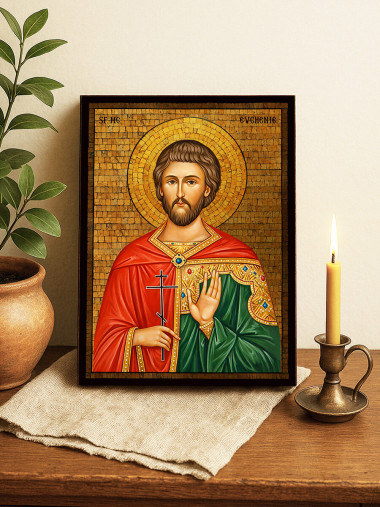 Icoană cu Sfântul Evghenie cu mozaic auriu decorativ