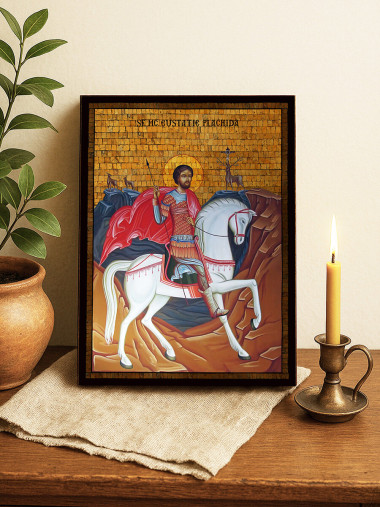 Icoană cu Sfântul Evstatie cu mozaic auriu decorativ