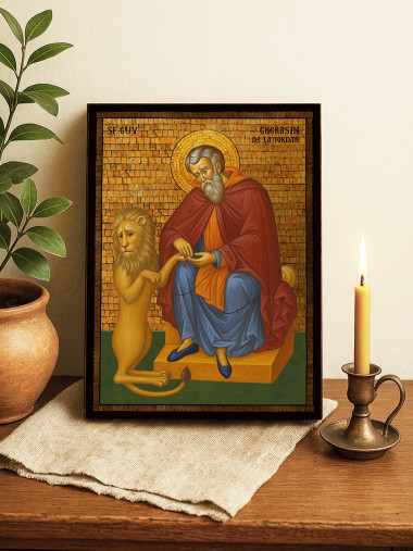 Icoană cu Sfântul Gherasim cu mozaic auriu decorativ