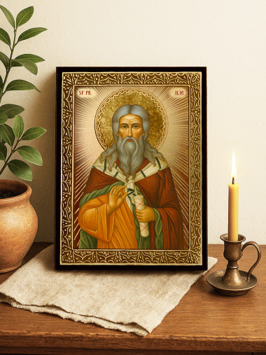 Icoană cu Sfântul Ilie cu raze aurii decorative