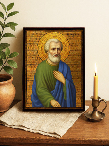 Icoană cu Sfântul Ioachim cu mozaic auriu decorativ