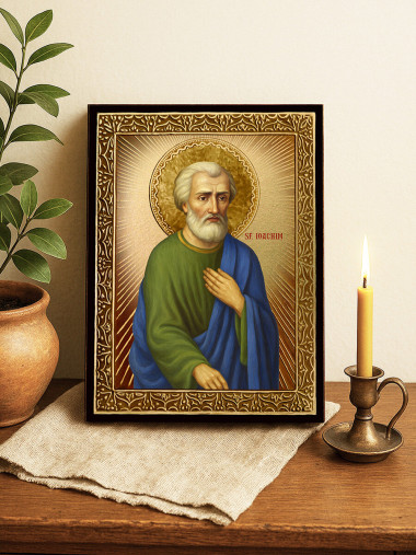 Icoană cu Sfântul Ioachim cu raze aurii decorative