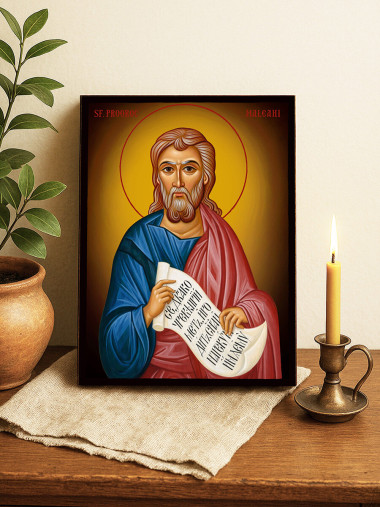 Icoană cu Sfântul Maleahi cu fundal galben luminos