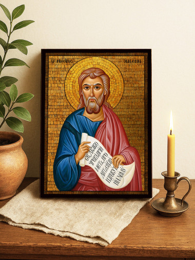 Icoană cu Sfântul Maleahi cu mozaic auriu