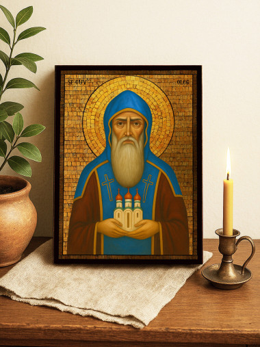Icoană cu Sfântul Oleg cu mozaic auriu decorativ