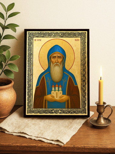 Icoană aurită cu Sfântul Oleg și ramă decorativă