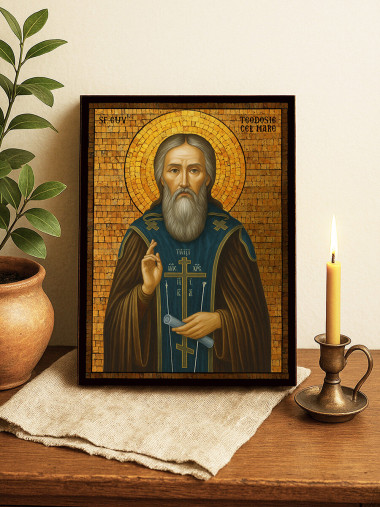 Icoană cu Sfântul Teodosie cu mozaic auriu decorativ
