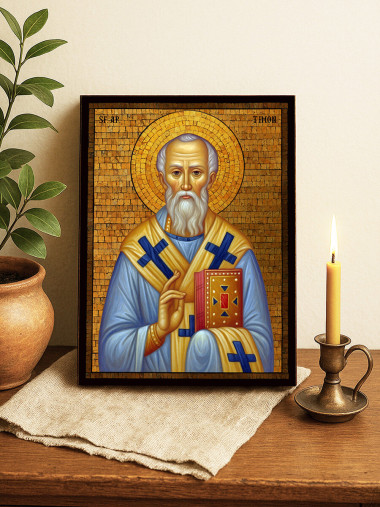 Icoană cu Sfântul Timon cu mozaic auriu