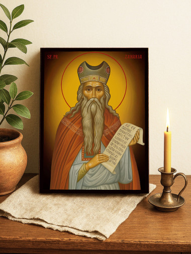 Icoană cu Sfântul Zaharia cu fundal galben luminos