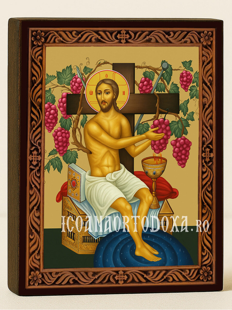 Icoană a lui Hristos Vița-de-vie cu ramă decorativă