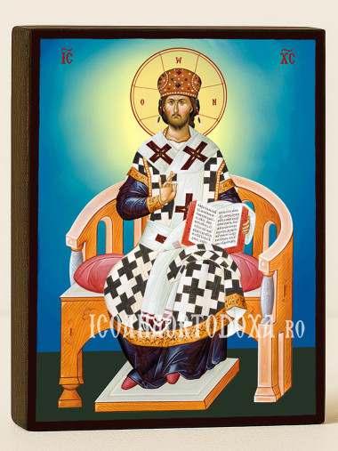 Icoană cu Iisus Hristos Marele Arhiereu cu fundal ceresc