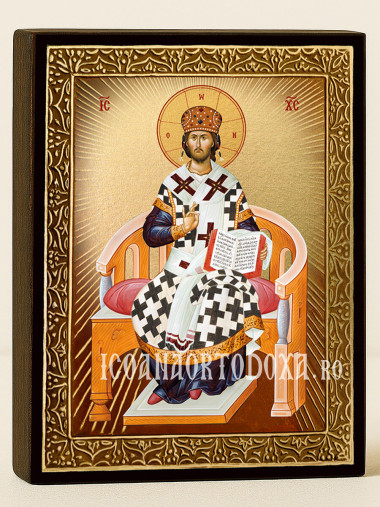 Icoană aurită cu Iisus Hristos Marele Arhiereu cu raze decorative