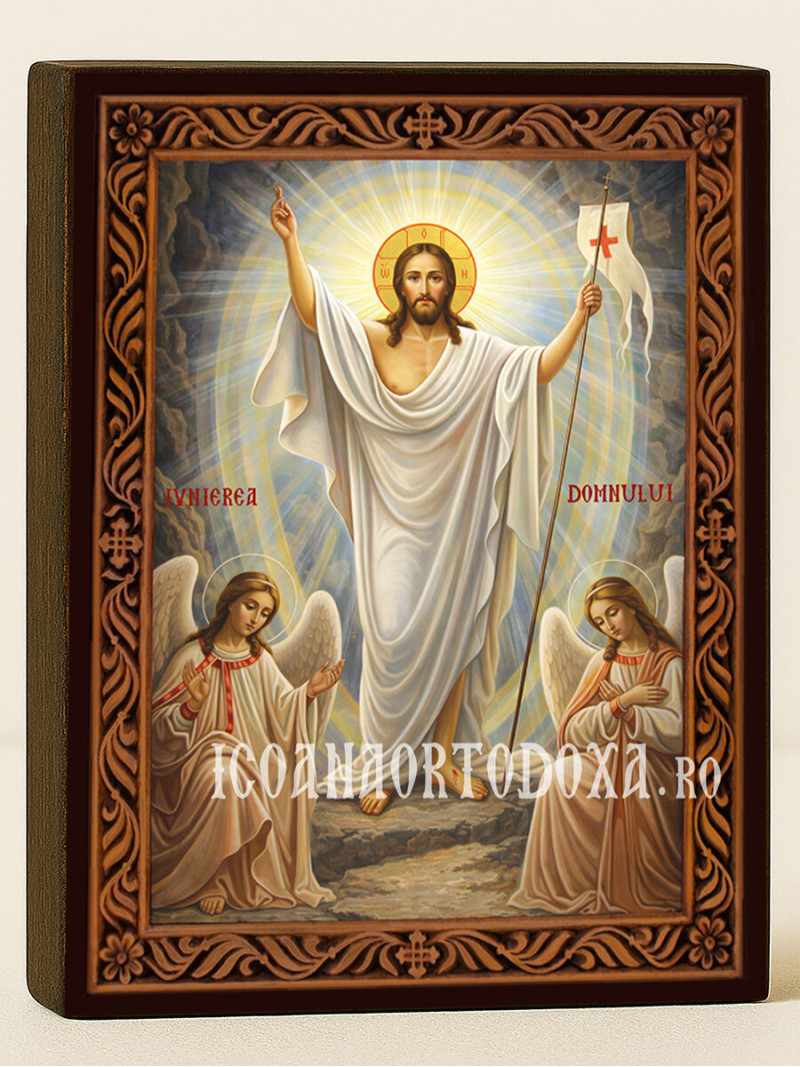 Icoană Învierea lui Hristos cu ramă decorativă