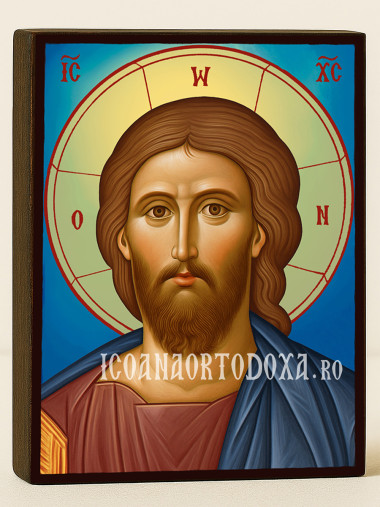 Icoană cu Iisus Hristos Mântuitorul cu fundal ceresc