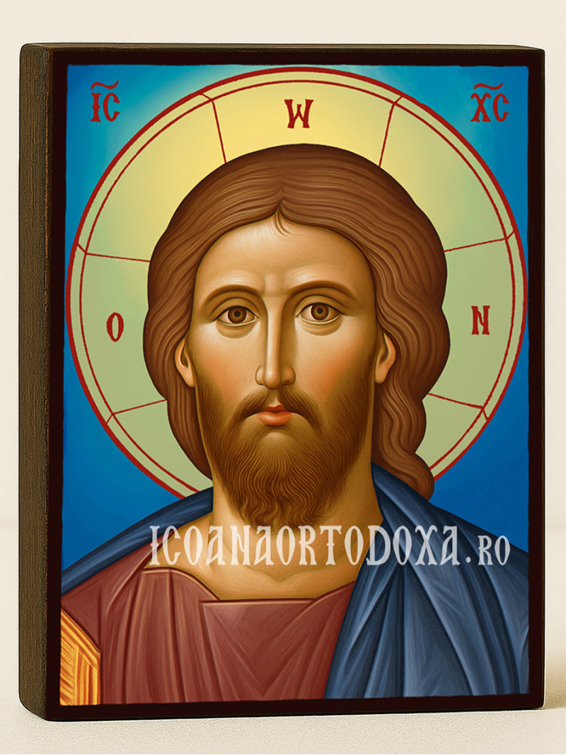 Icoană cu Iisus Hristos Mântuitorul cu fundal ceresc