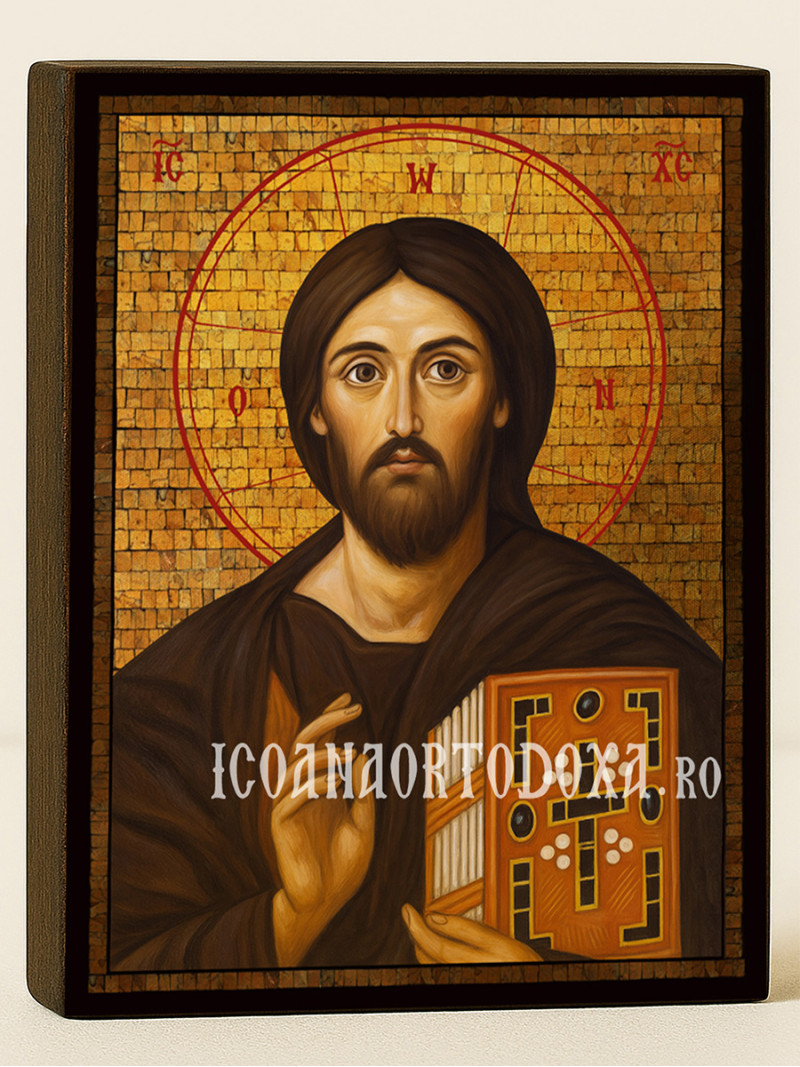 Icoană cu Iisus Hristos Sinai cu mozaic auriu