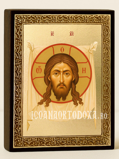 Icoană cu Mântuitorul Nefăcut de Mână cu raze aurii decorative