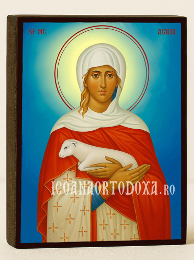 Icoană cu Sfânta Agnesa cu fundal ceresc