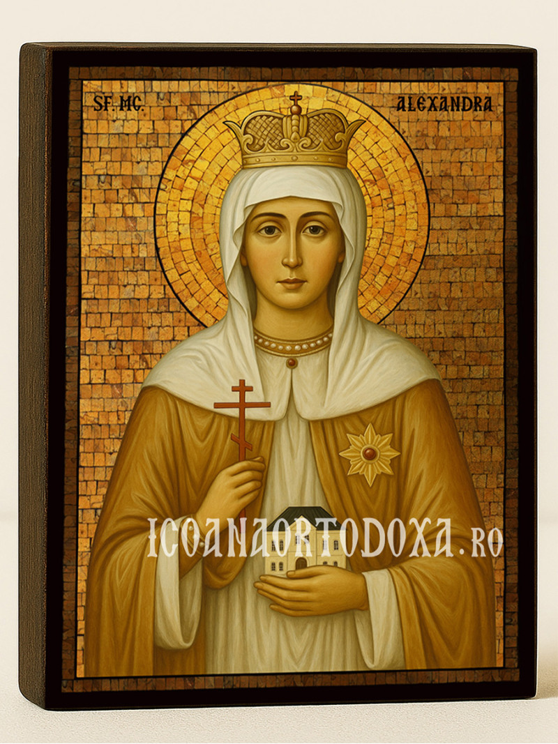 Icoană cu Sfânta Alexandra cu mozaic auriu