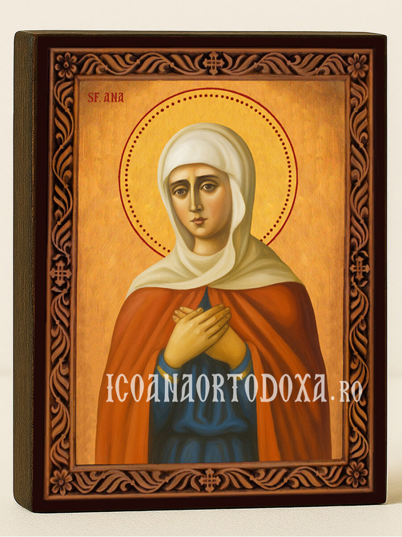 Icoană cu Sfânta Ana cu ramă decorativă sculpturală