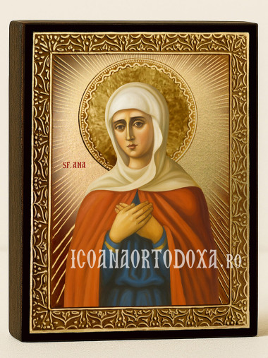 Icoană cu Sfânta Ana cu raze aurii decorative