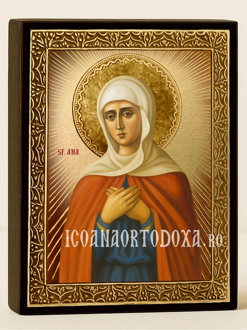 Icoană cu Sfânta Ana cu raze aurii decorative