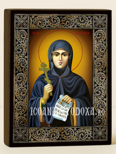 Icoană cu Sfânta Anastasia cu ramă florală decorativă