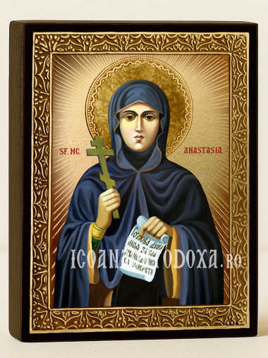 Icoană cu Sfânta Anastasia cu raze aurii decorative