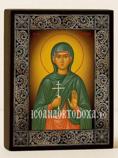 Icoană cu Sfânta Antonina cu ramă florală decorativă