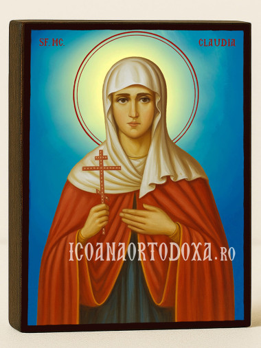 Icoană cu Sfânta Claudia cu fundal ceresc